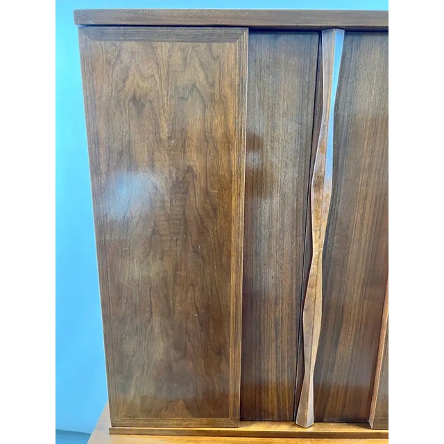 Mid-Century Modern American of Martinsville Walnut High Boy Dresser or Armoire For Sale - Image 15 of 18