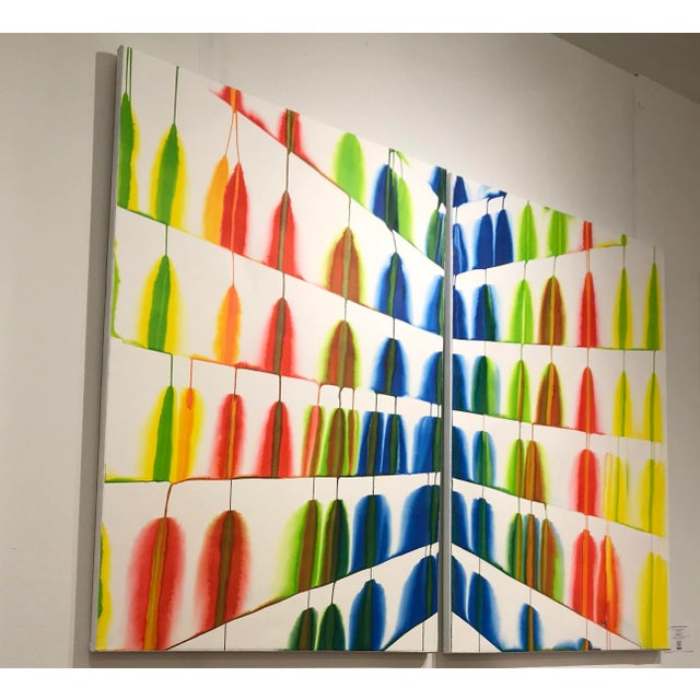 Martin Reyna Contemporary Abstract Ink on Paper Mounted on Canvas Painting "Perspective 2022" Martín Reyna For Sale - Image 4 of 6