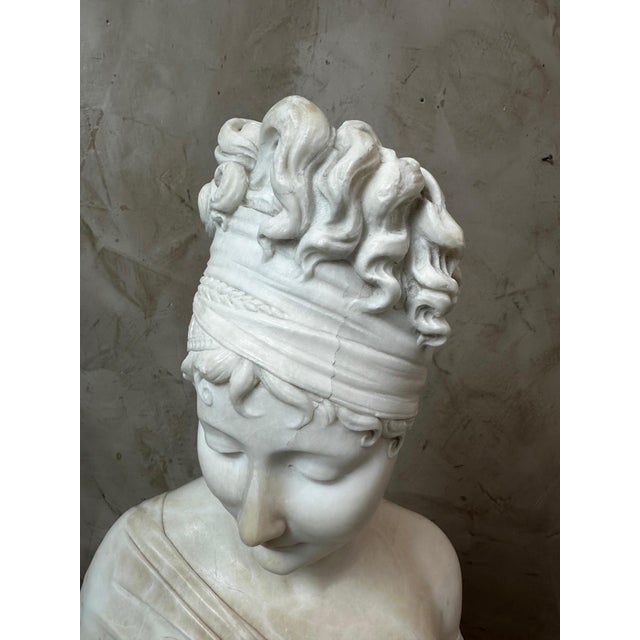 After Chinard, Bust of Juliette Récamier, 1800s, Marble For Sale - Image 16 of 18