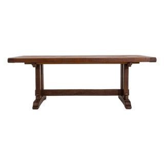 Oak Trestle Dining Table in Original Patina, Antique, France, Circa 1970 For Sale