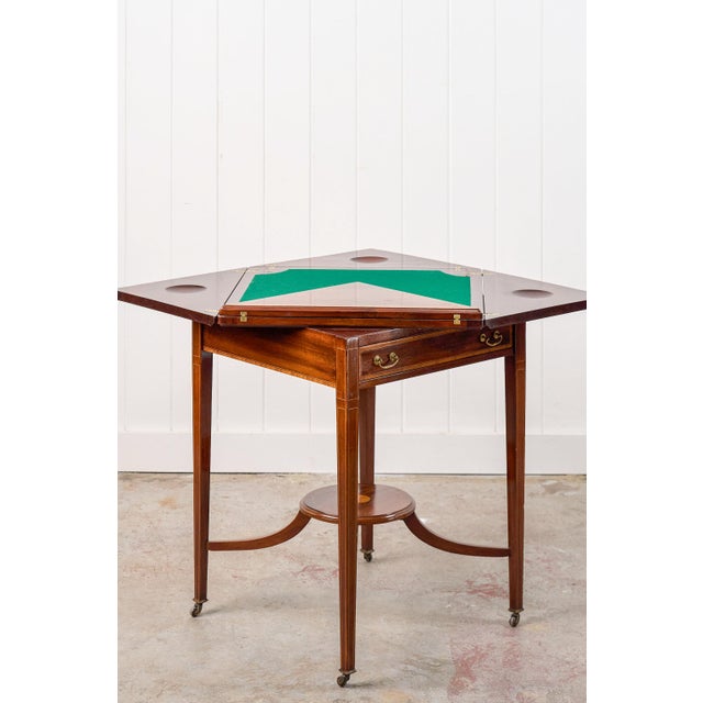 Wood 1910s Edwardian Mahogany Envelope Card Table For Sale - Image 7 of 18