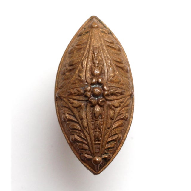 Traditional Antique Norwalk Bronze Marquise Oval Door Knobs For Sale - Image 3 of 5