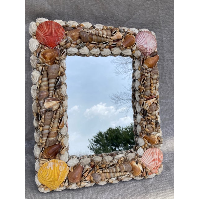 1970s Small Vintage Seashell Wall Mirror For Sale - Image 5 of 10