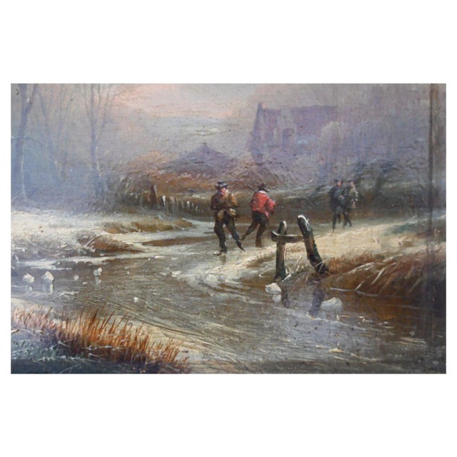 Charles Mammes, Winter Landscape, Early 19th Century, Oil on Panel For Sale