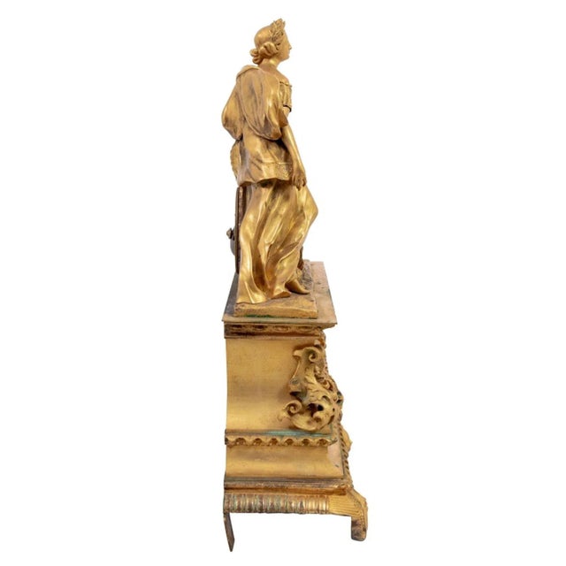 French Empire Gilt Bronze Figural Clock For Sale - Image 12 of 14