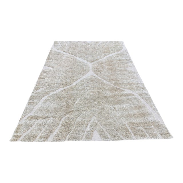 Rh Tarras Wool Rug – 10' × 14' Wheat | 100% Hand-Spun Wool | Hand-Knotted | Sculptural High-Low Texture For Sale