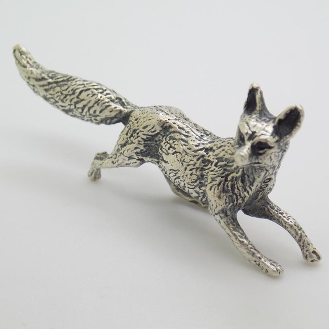 Vintage Italian Handmade Silver Hunting Fox Figurine, Tuscany, 1970s For Sale - Image 3 of 12