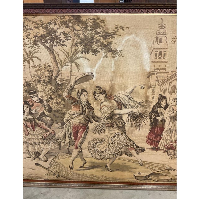 A breathtaking and truly monumental early 20th-century European machine-woven scenic tapestry, beautifully capturing a...