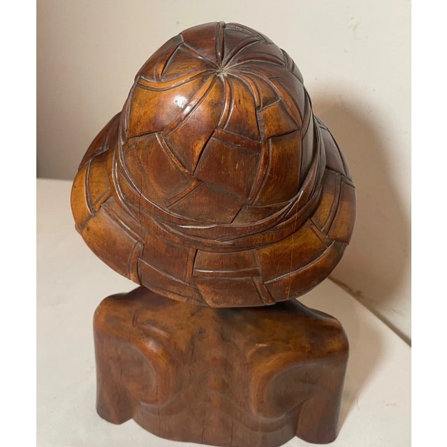 Antique 1800's Hand Carved Wooden Japanese Elder Old Man Bust Sculpture Statue For Sale - Image 10 of 12