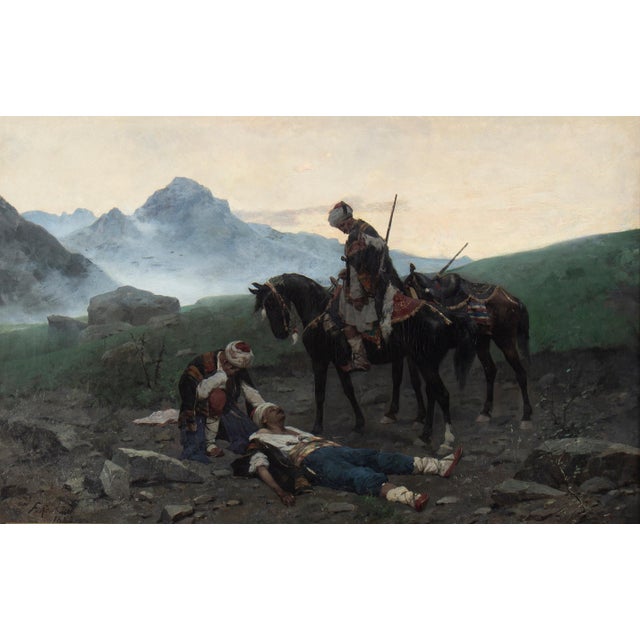 Size with frame: 12 x 89 x 117 cm Size of the painting: 3 x 83,5 x 55 cm Little damage on the frame as you can see on the...