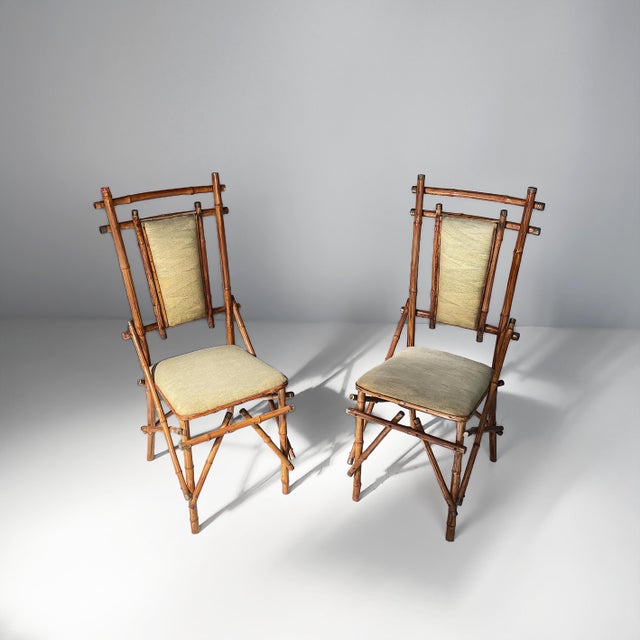 Italian Art Deco Chairs in Fabric and Bamboo, 1930s, Set of 2 For Sale - Image 17 of 17