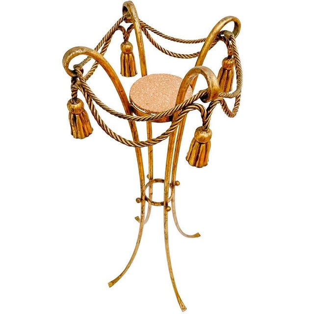 1960 Italian Florentine Gilt Rope and Tassel Plant Stand For Sale - Image 4 of 5