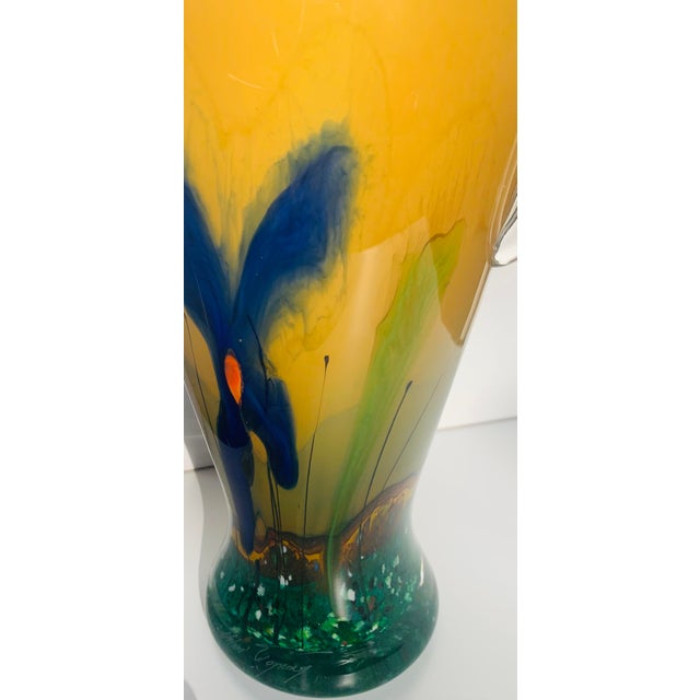 Mihai Topescu HandBlown Signed Floral Glass Vase Chairish
