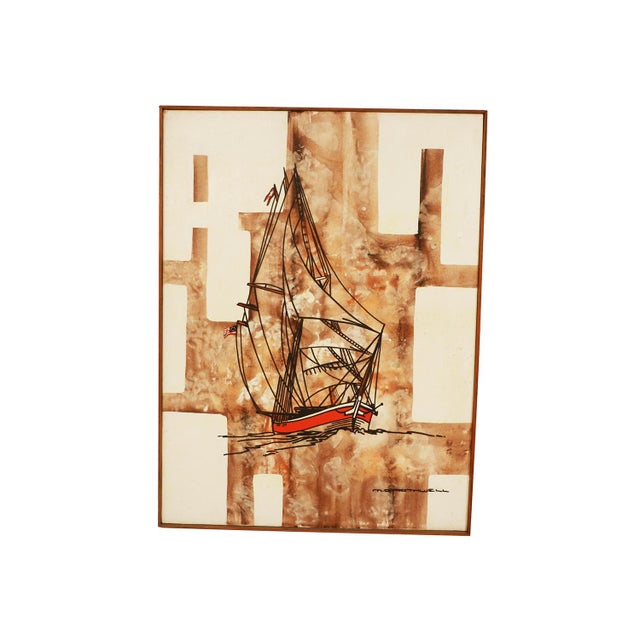 Textile Michael Quincy Rothwell Mid Century Abstract Expressionist Original Oil Painting Signed For Sale - Image 7 of 11