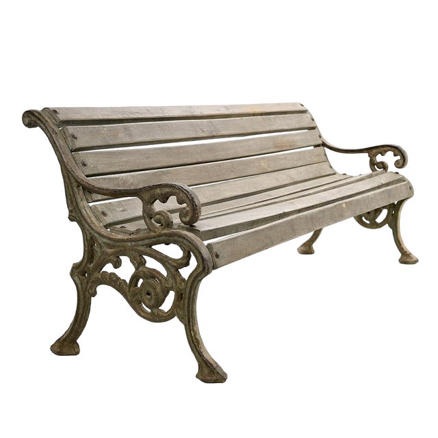 Cast Iron and Wood Garden Bench For Sale