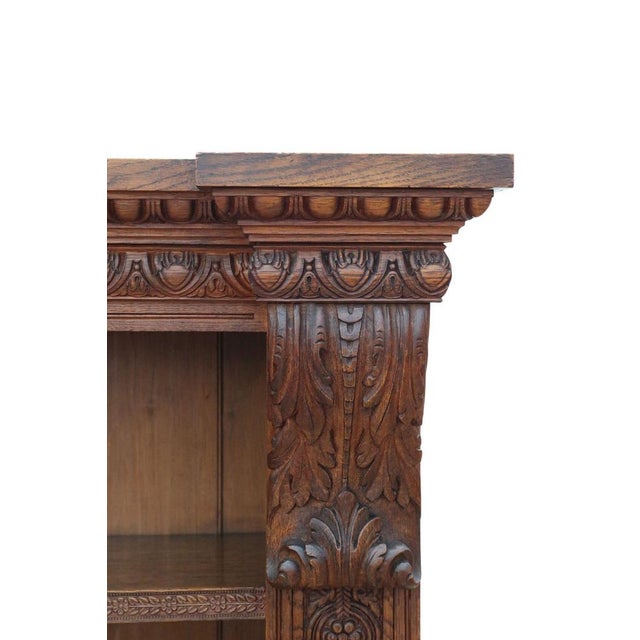 Large Antique Carved Oak Bookcase, 19th Century For Sale - Image 6 of 10