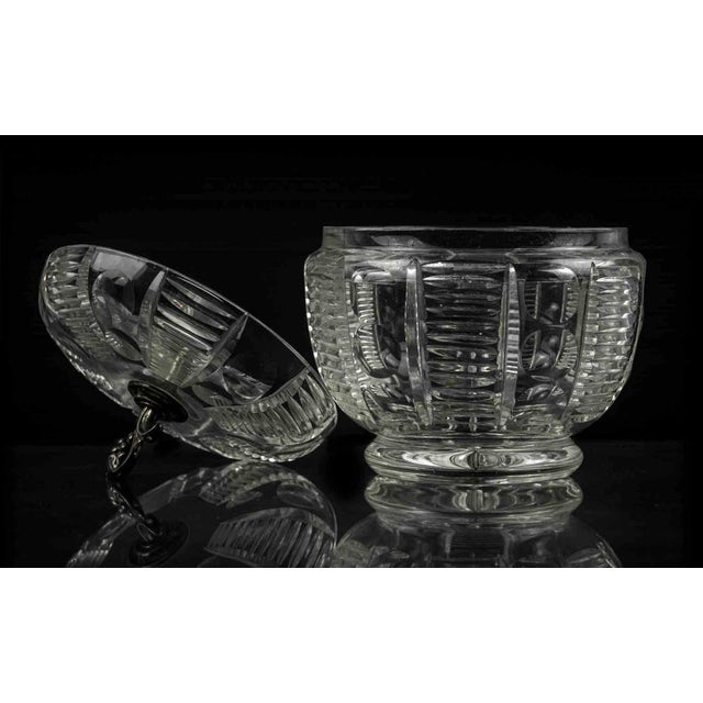 Crystal container is an original decorative object realized in the 1970s. Original glass and brass. Made in Italy....