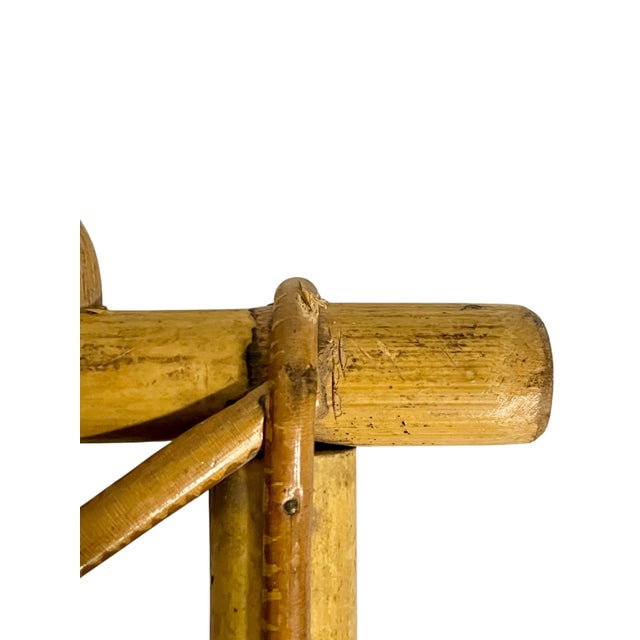 Brown Vintage French Provincial Bamboo Coat Hat Rack With Two Hooks For Sale - Image 8 of 12