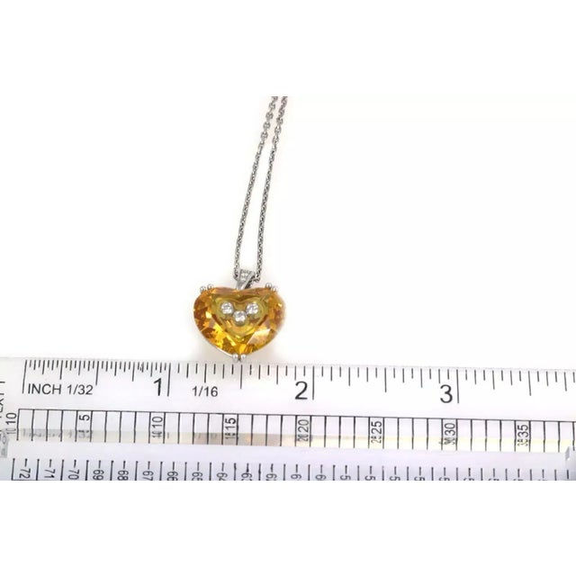 Metal Chopard Happy Diamond Yellow Crystal Heart 18k White Gold Pendant Necklace For Sale - Image 7 of 7