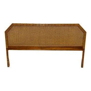 Vintage Dixie Faux Bamboo and Wicker King Size Headboard For Sale