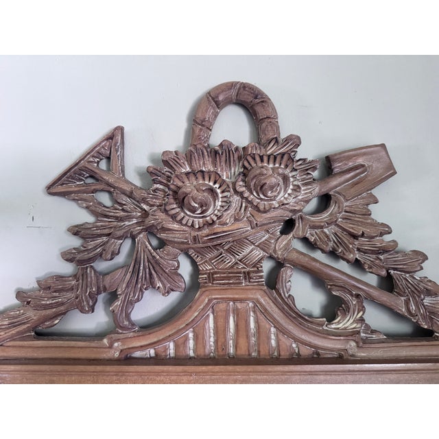 Mid 20th Century Mid 20th Century French Carved Wood Mirror With Garden Tools & Basket For Sale - Image 5 of 11