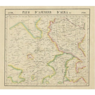 Large and Antique Map of Northern India in Original Coloring,1825 For Sale