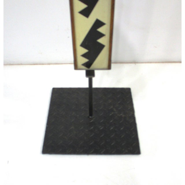 Metal Wpa Folk Art Styled Survey Stick With Wrought Iron Stand (A) For Sale - Image 7 of 11