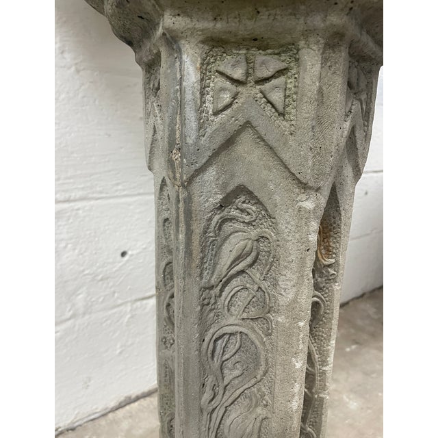 1940s Monumental Mid-Century Gothic Griffin Pedestal Urn — South Carolina Estate Rescue For Sale - Image 9 of 13