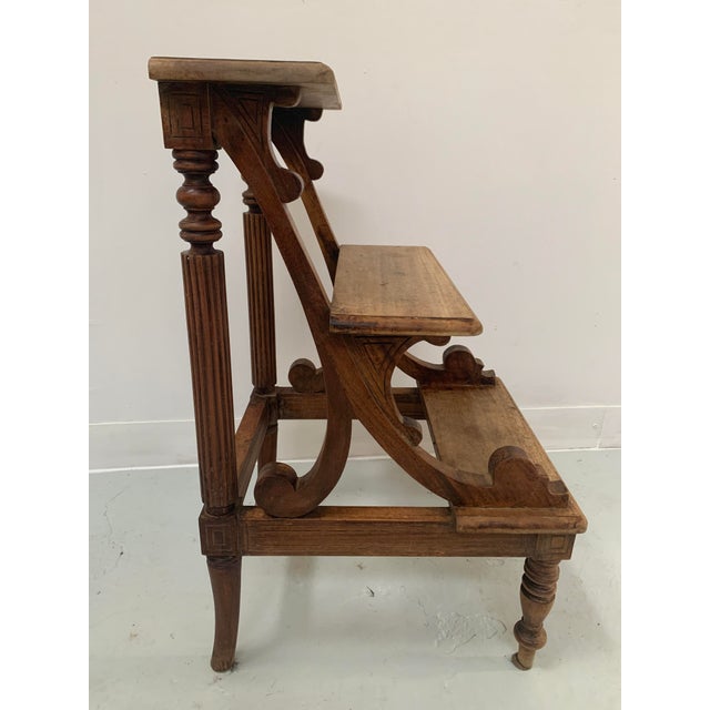 Wood 19th Century Stained Wood Library Staircase For Sale - Image 7 of 12