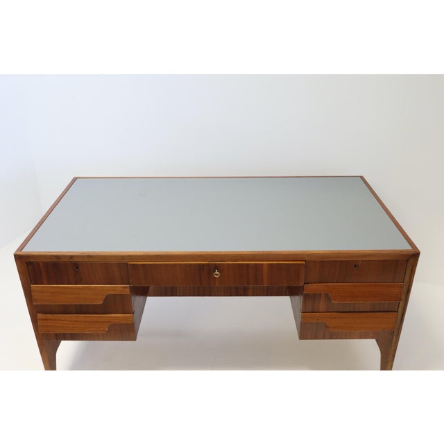 Desk in Wood, Brass and Enamelled Glass by Gio Ponti, 1950 For Sale - Image 18 of 18