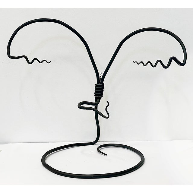 Blue Late 20th Century Huge David Goldhagen Studio Blown Art Glass Vessel, Custom Iron Stand, American For Sale - Image 8 of 11