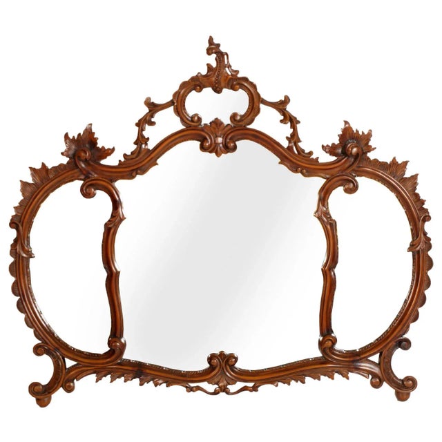 Antique Venetian Carved Walnut Wall Mirror from Testolini & Salviati For Sale - Image 6 of 6
