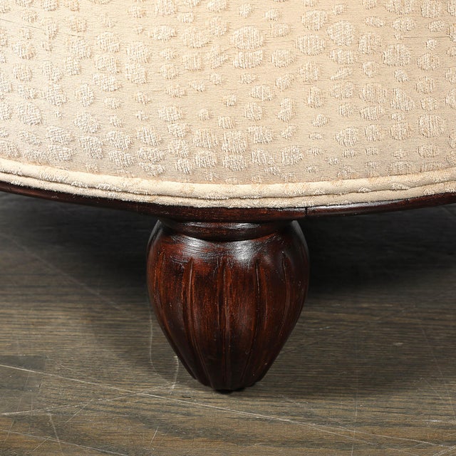Art Deco Upholstered Ottomans With Walnut Reeded Supports Manner of Ruhlmann For Sale - Image 9 of 13