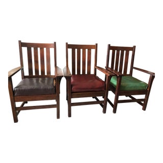 Stickley Round Label Arm Chairs - Set of 3 For Sale
