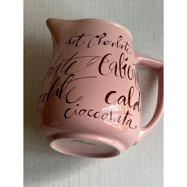 Vinatge Pink & Brown Hot Chocolate Pitcher For Sale - Image 4 of 5