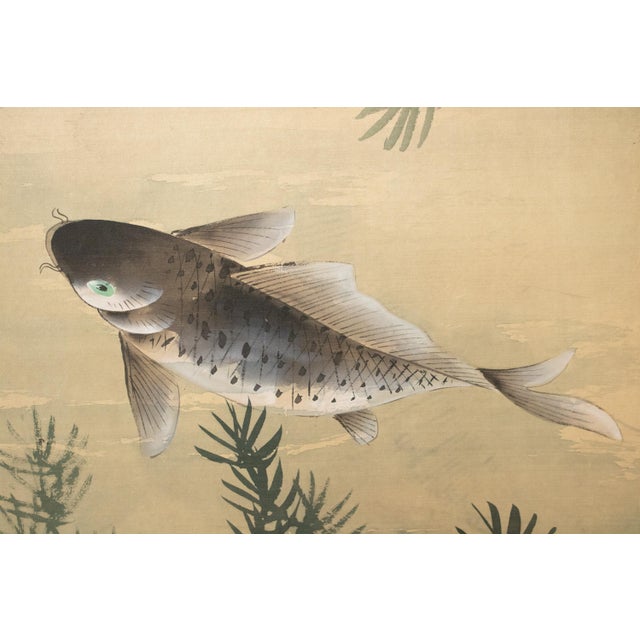 1970s Chinese Painted Screen "Carps" For Sale In Dallas - Image 6 of 18