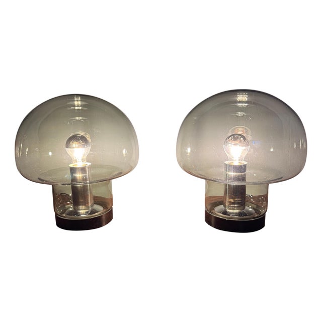 Mid-Century Modern Mushroom Table Lights from Peill & Putzler, 1970, Set of 2 For Sale