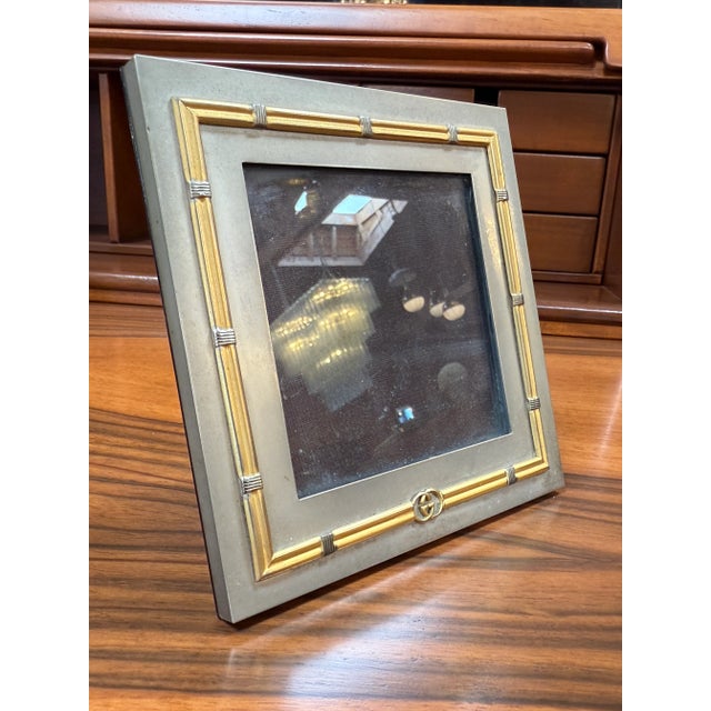 Metal Vintage Gucci Picture Frame With Bamboo-Style Detailing For Sale - Image 7 of 8