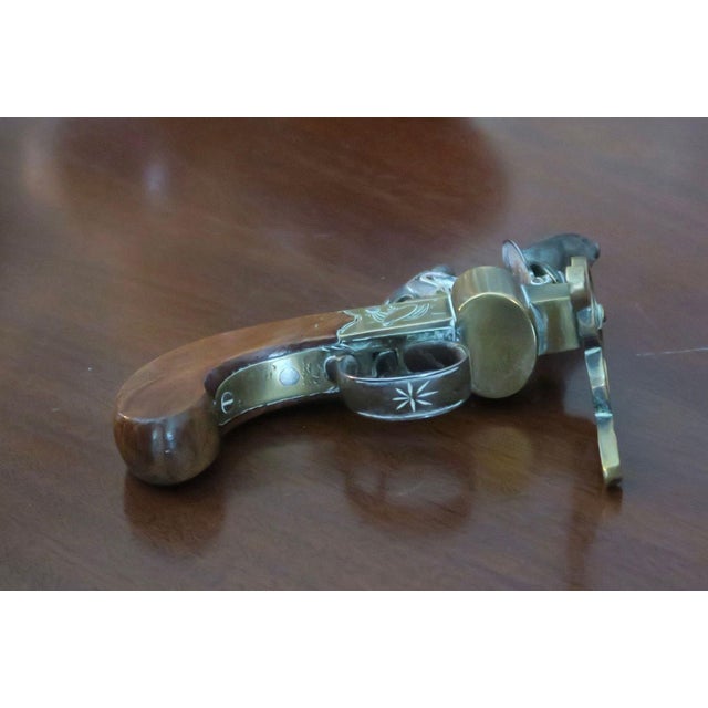Antique George III Brass, Iron and Mahogany Flintlock Tinder Pistol For Sale - Image 11 of 18