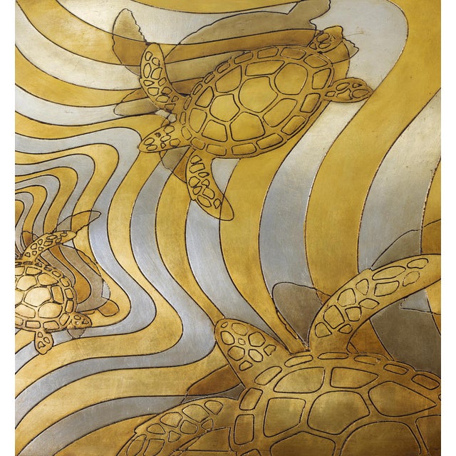 Giuseppe Caiafa, Tartarughe Optical Panel, 2025, Carved Wood with Gold and Silver Leaf For Sale - Image 6 of 11