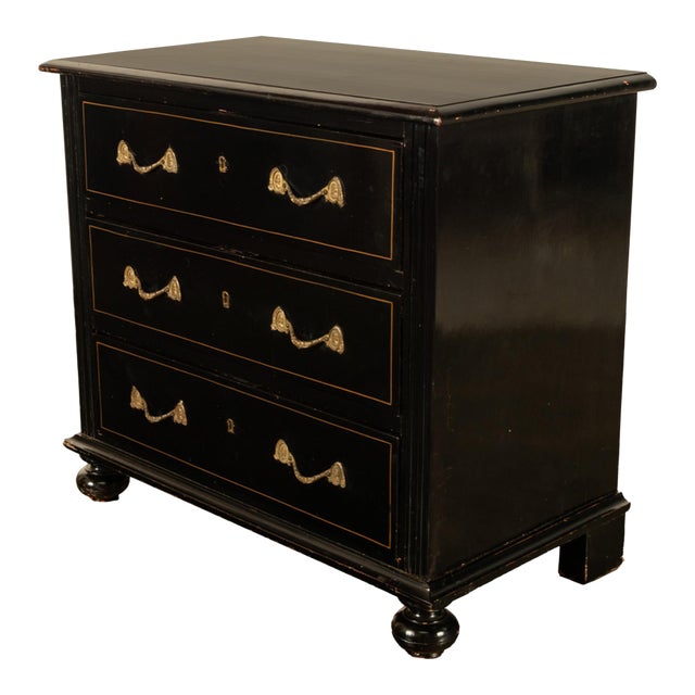 Antique Early 19th C Regency Ebonized Japanned Lacquered Pine Chest Drawers 1820 For Sale