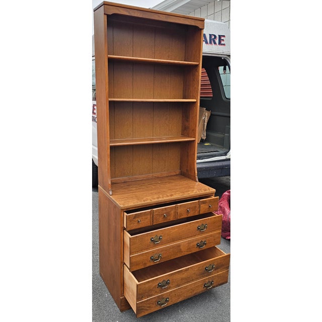 Mid 20th Century Mid-Century Ethan Allen Maple Bookcase Chest of Drawers For Sale - Image 5 of 14