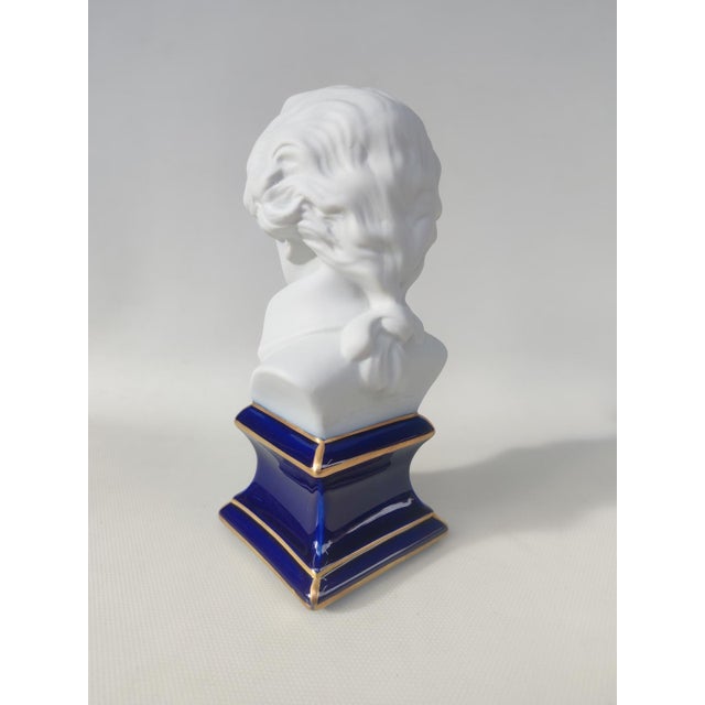 1950s Biscuit Porcelain Bust on a Porcelain Base from Tharaud Limoges, 1950s For Sale - Image 5 of 7