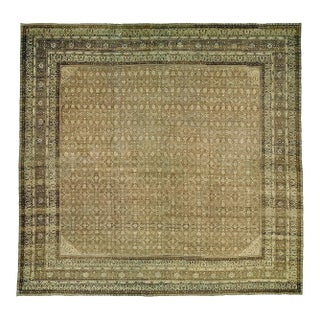 Large Square Brown Persian Tabriz 20th Century Rug For Sale