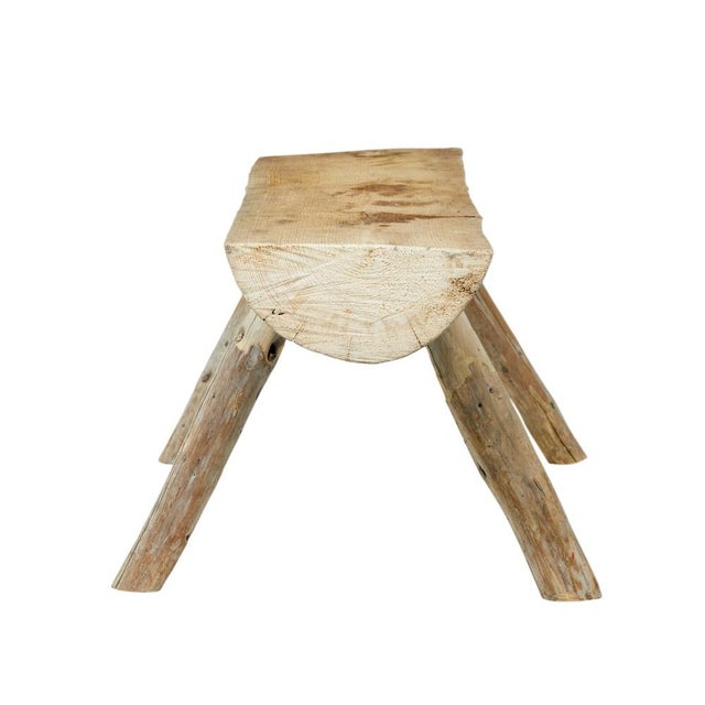 Wood Scandinavian Handmade Log Benches, 1950, Set of 2 For Sale - Image 7 of 13