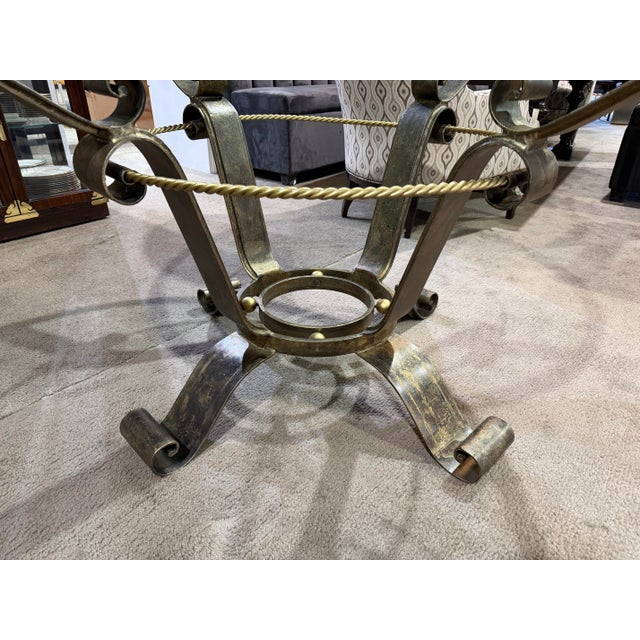 2020s Scrolled Iron Base Glass Top Table For Sale - Image 5 of 5