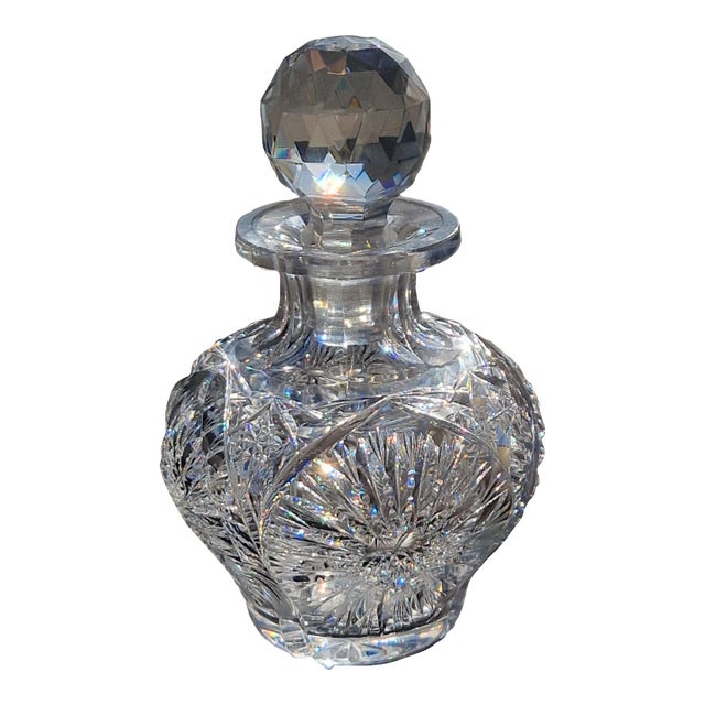 Early 20th Century American Brilliant Period Cut Glass-Perfume Bottle-Sunburst Pattern #116 For Sale