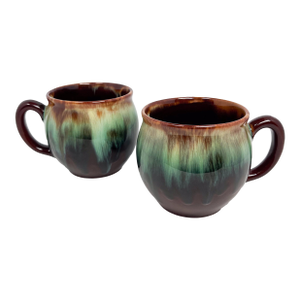 Vintage Glazed Mug Set With Drip Glaze- Set of 2