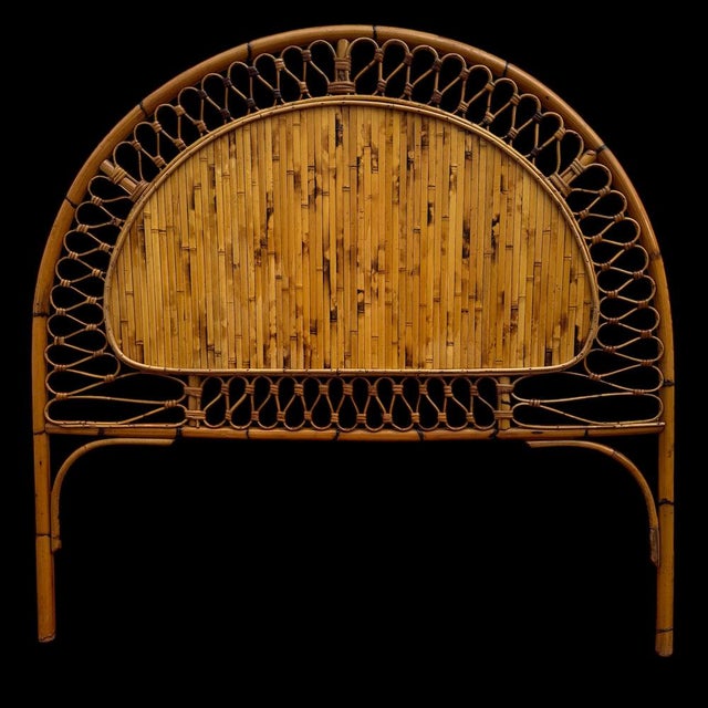 Mid-Century Modern Vintage Italian Rattan Headboard, 1960 For Sale - Image 3 of 11