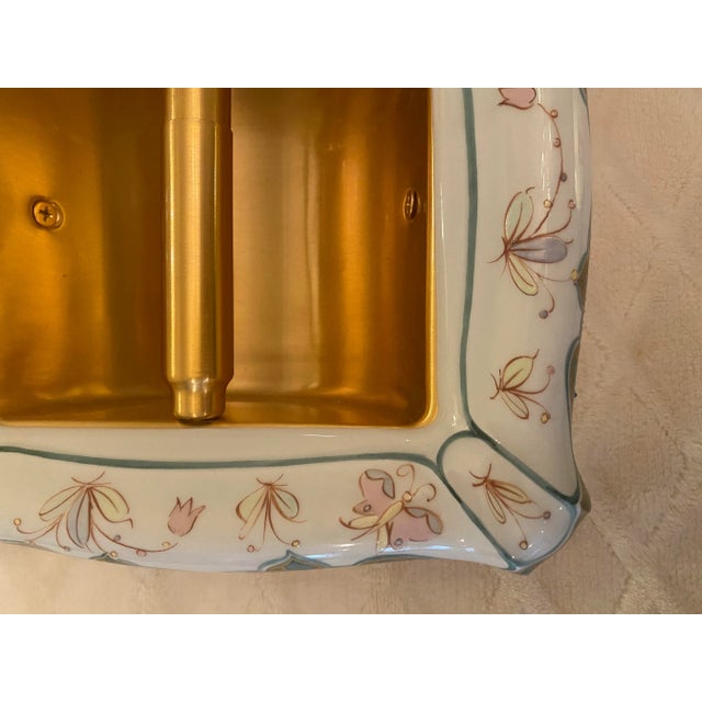 Gold Sherle Wagner Gold & Ceramic Bathroom Toilet Paper Holder For Sale - Image 8 of 9